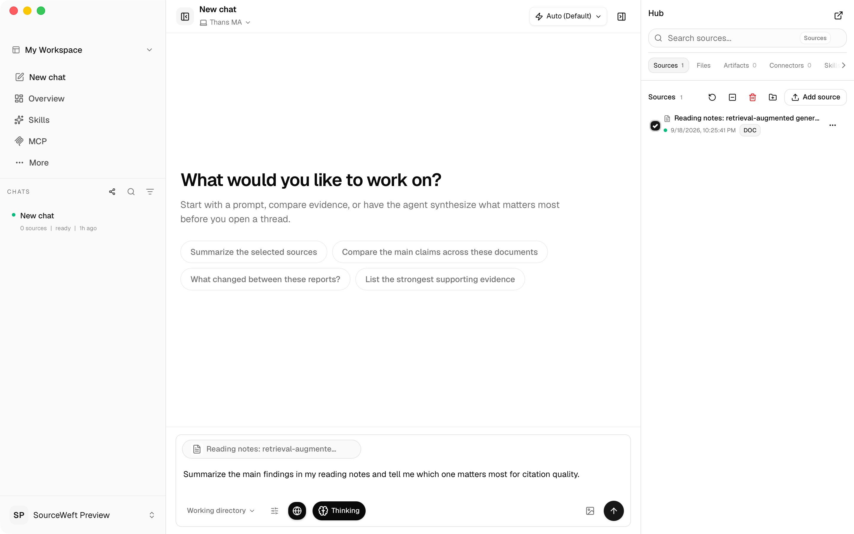 SourceWeft interface