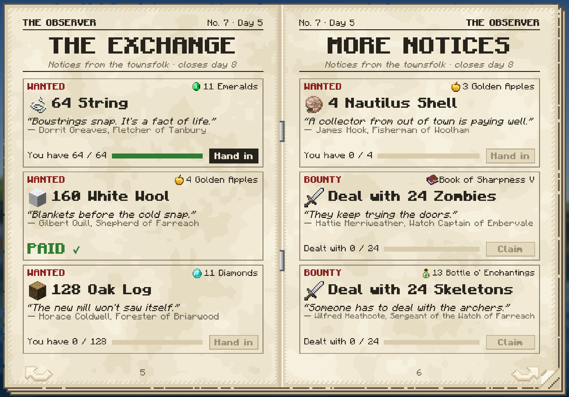 The Exchange: notices from the townsfolk