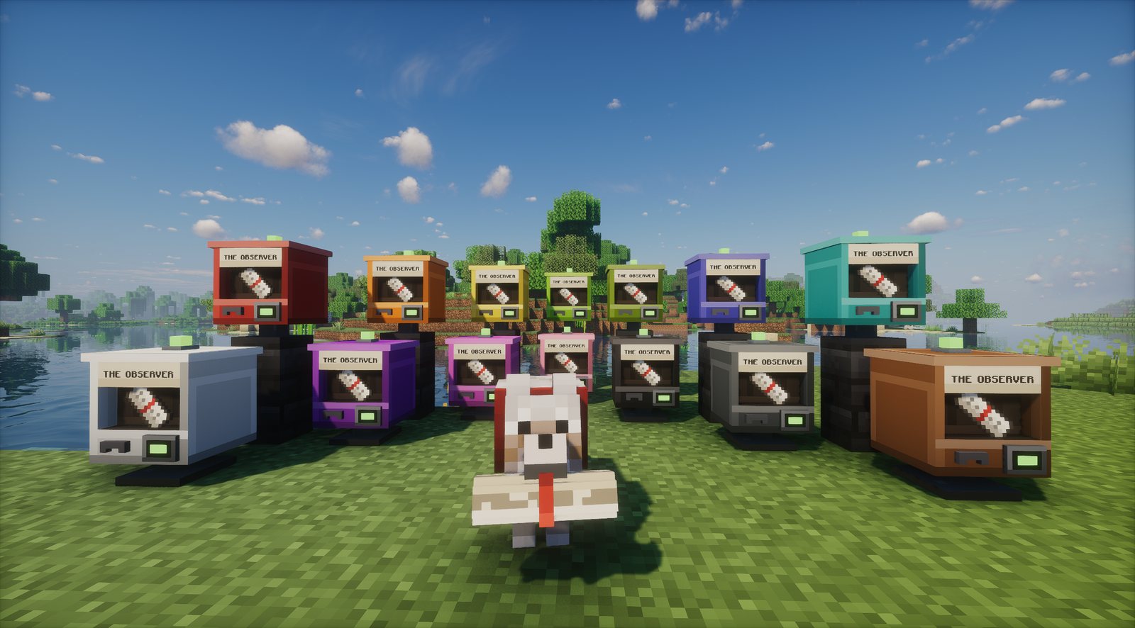 Newsstands in every dye colour, with the Pawstman in front