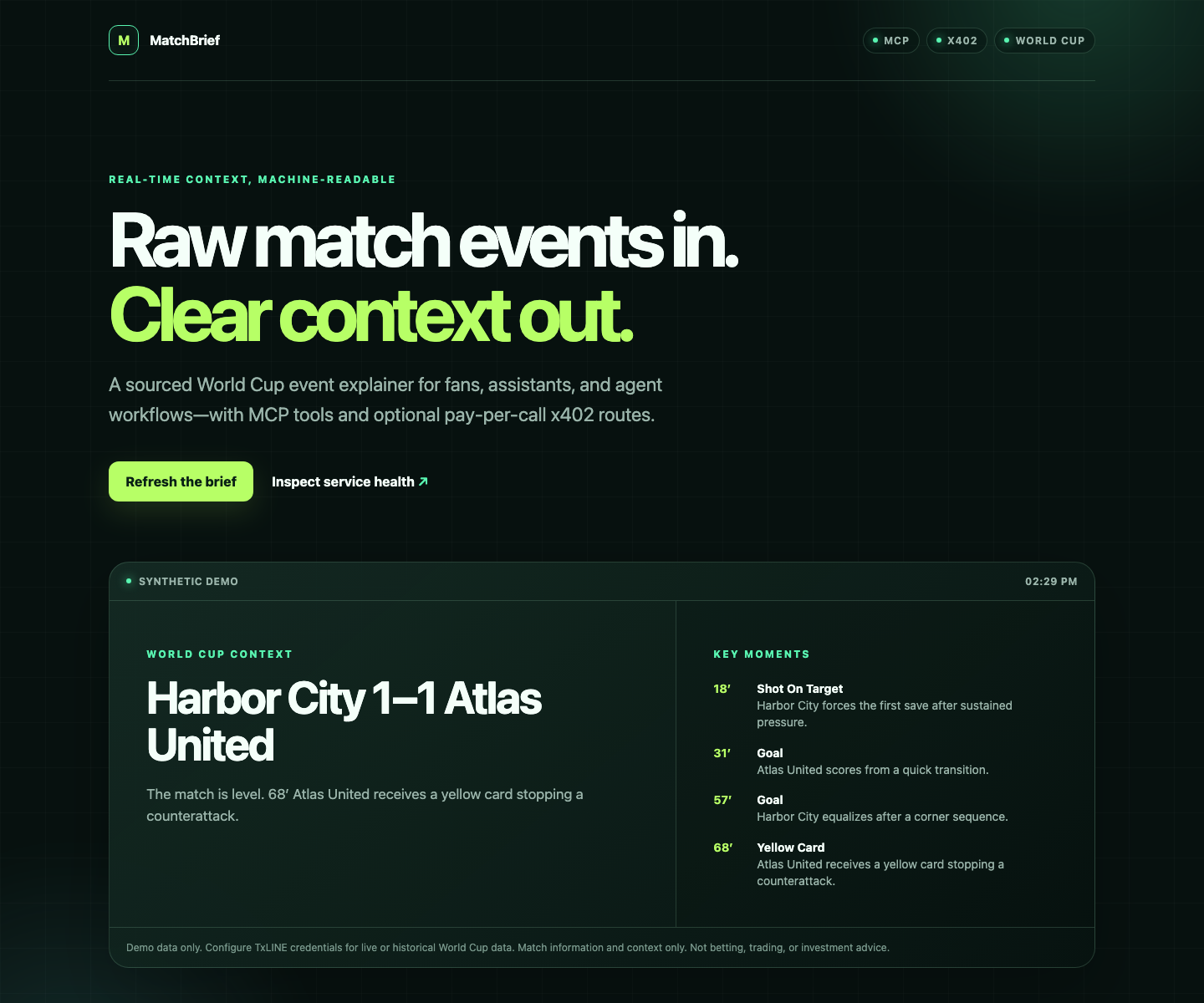 MatchBrief dashboard