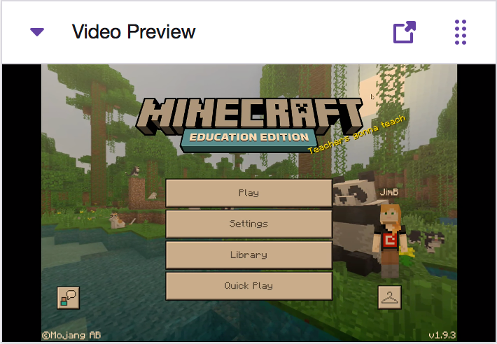 The twitch live preview showing MineCraft running