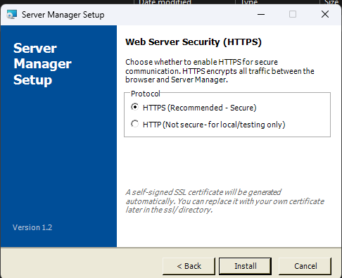 Screenshot: Installer Page 4 — Web Security