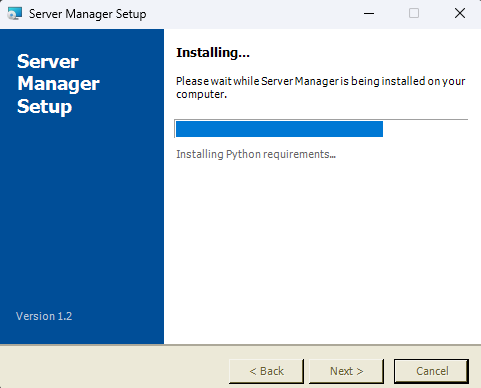 Screenshot: Installer Page 5.2 — Python Dependencies Installation