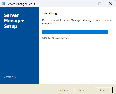Screenshot: Installer Page 5.3 — Instaling SteamCMD