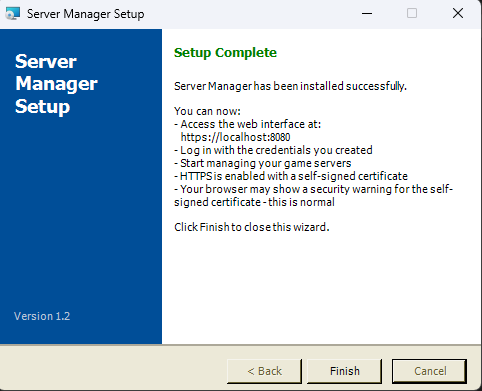 Screenshot: Installer Page 5.4 — Setup Complete