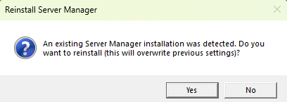 Screenshot: Re-Installer Question Page