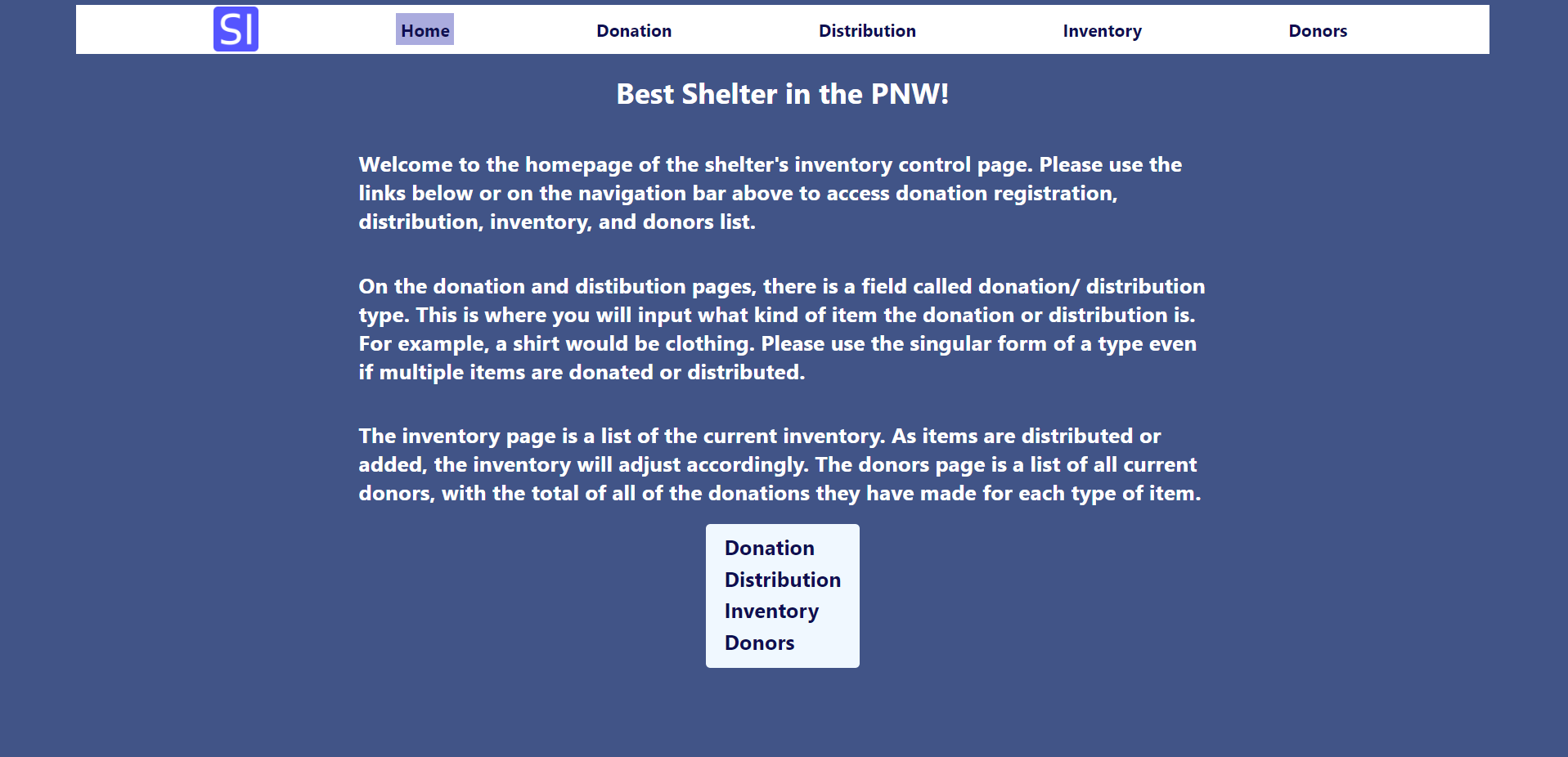 Shelter-homepage