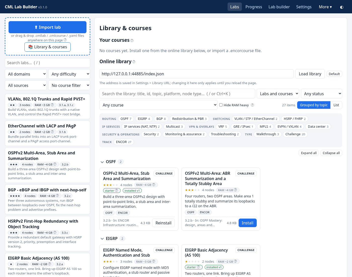Library grouped by topic