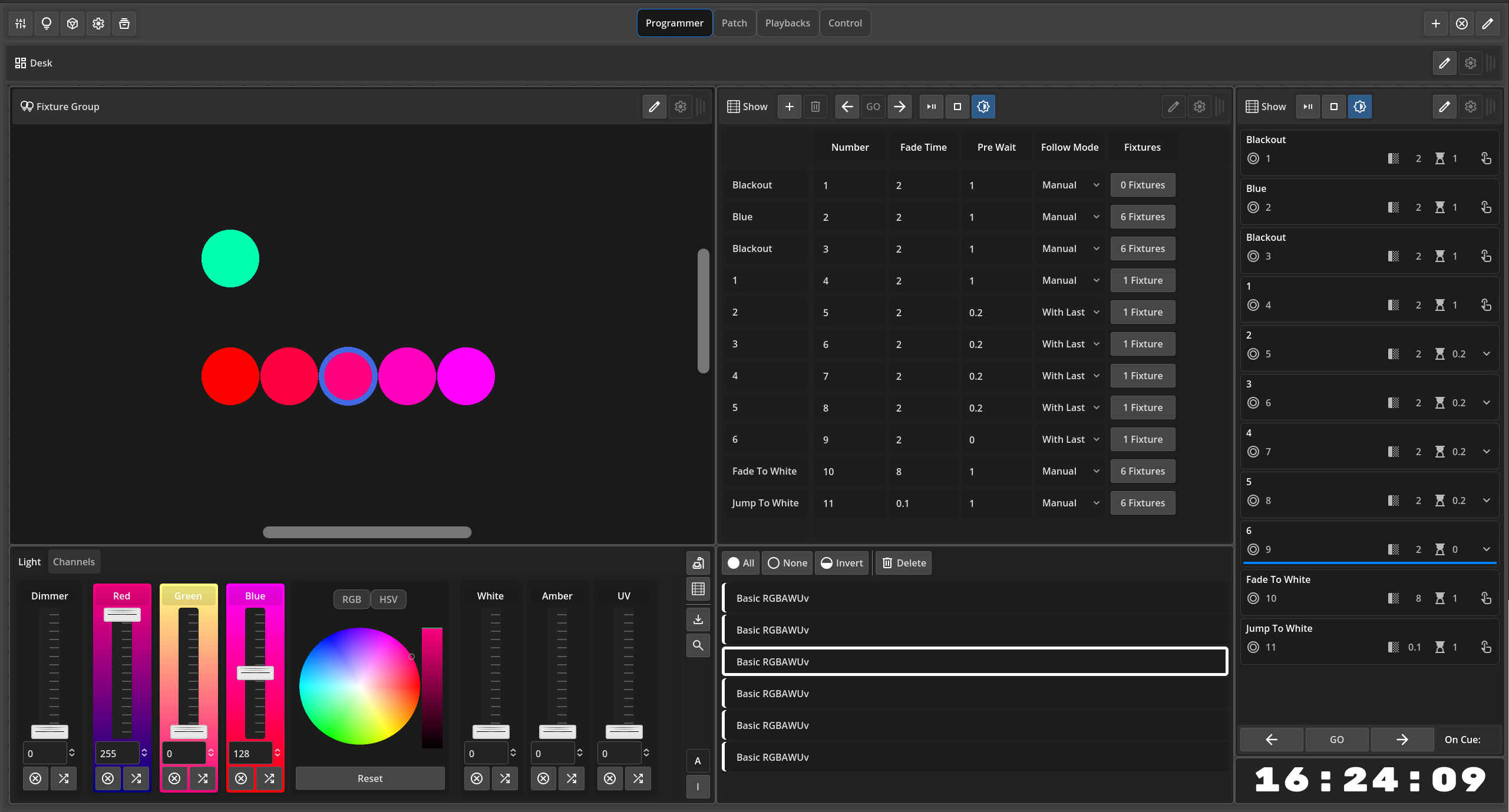 Spectrum lighting control interface