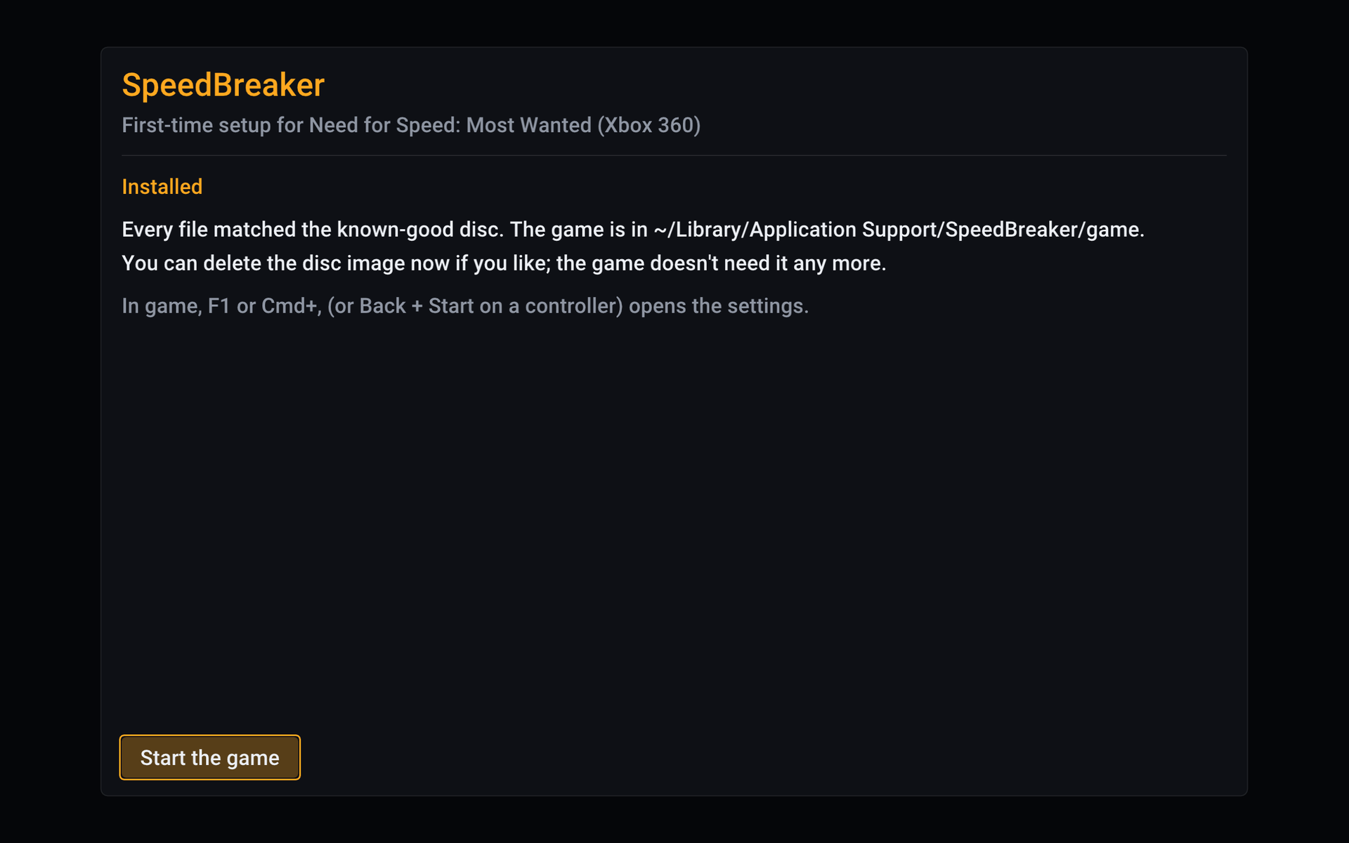 The installer's last page: every file matched the known-good disc