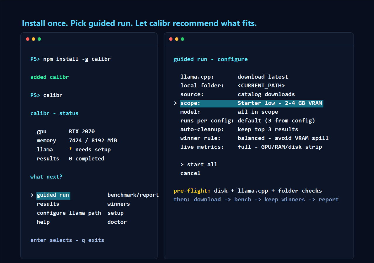 calibr guided run CLI