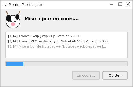 Fenêtre de mise à jour La Meuh