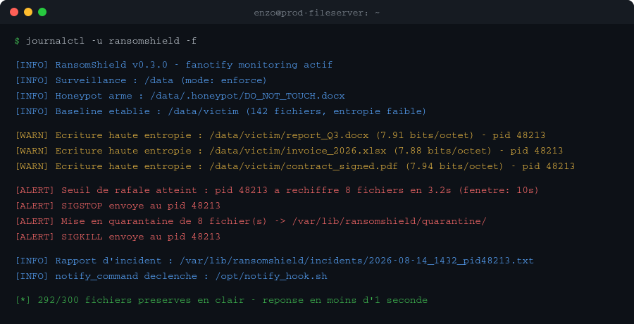Exemple de détection RansomShield