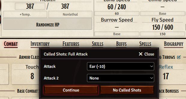 Full attack called-shot picker