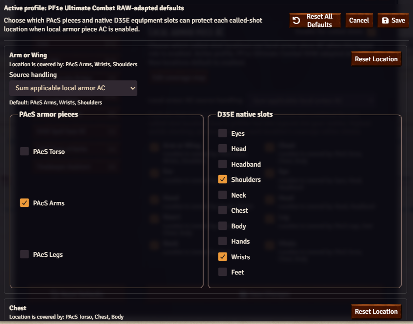 Coverage map editor with PAcS and native D35E slot choices