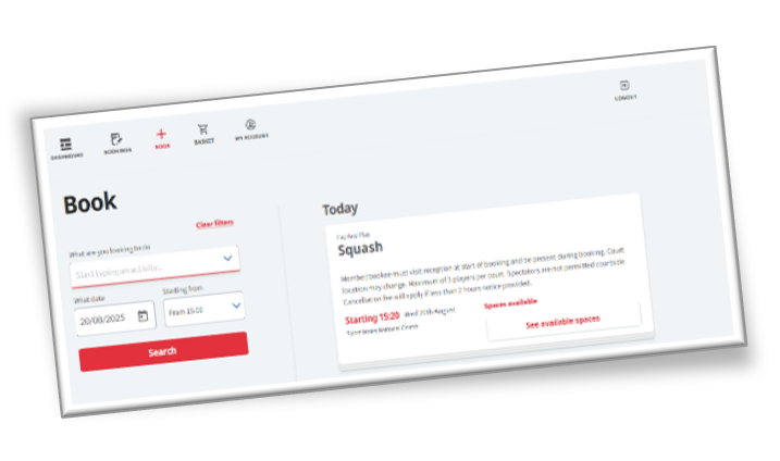 Booking system homepage