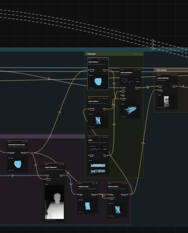 Connected nodes with image and depth previews