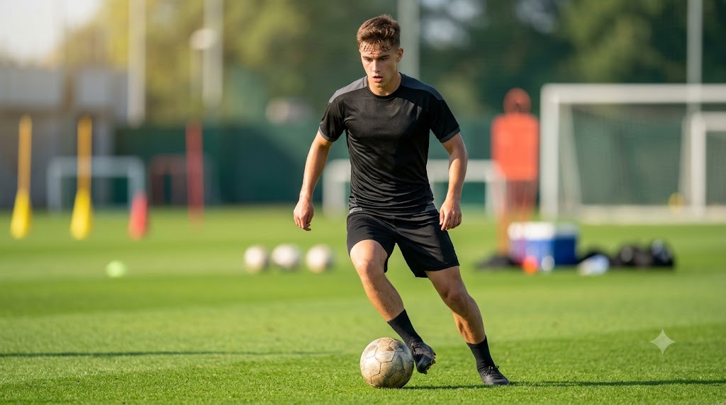 Entrenamiento intensivo de un equipo juvenil en un campo profesional