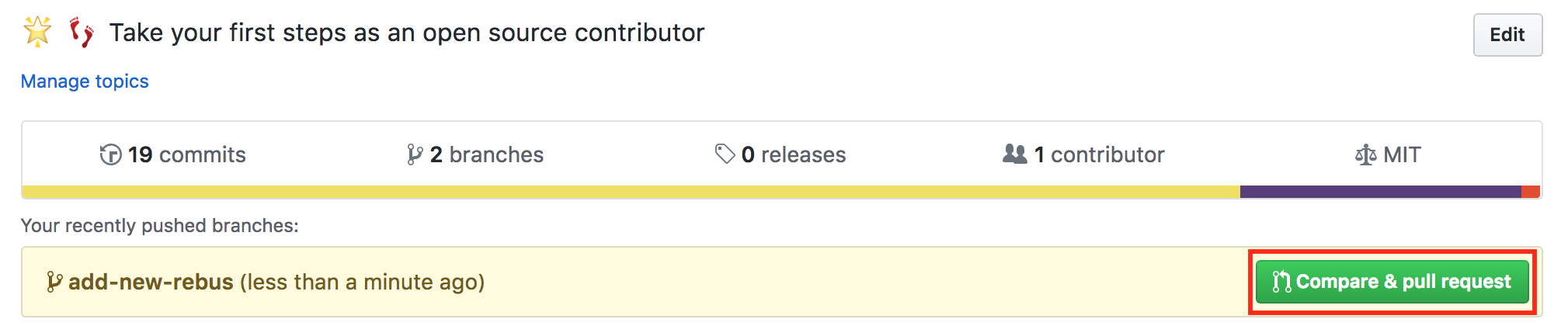 Compare and pull request