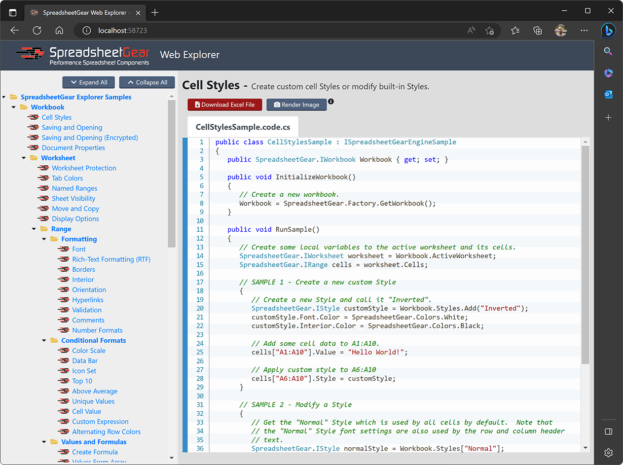 Screenshot of the WPF Explorer