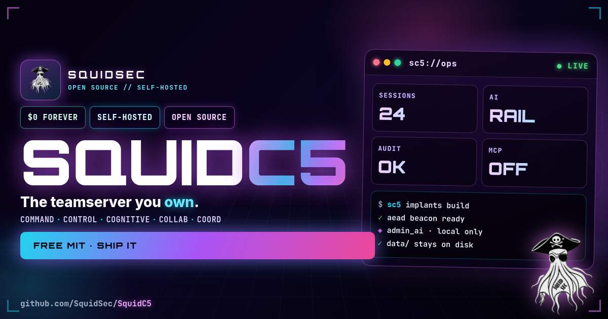 SquidC5 - The teamserver you own. Run dark. Stay loud.
