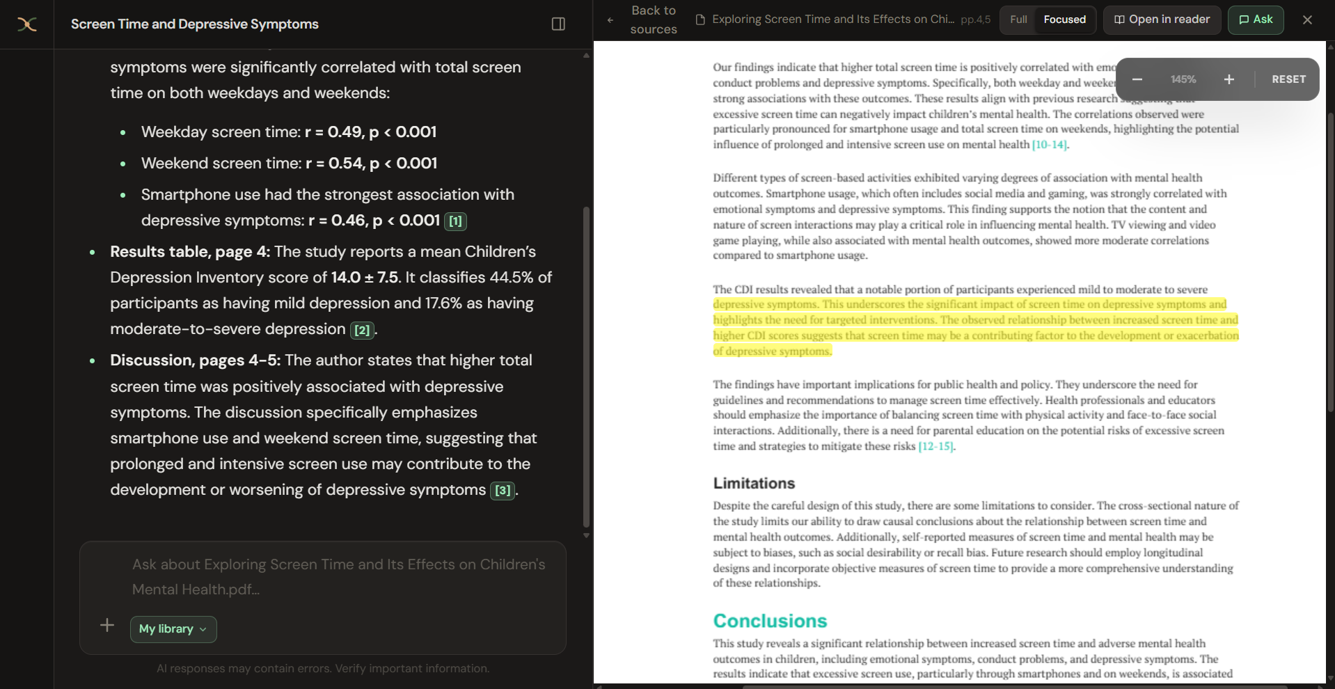 Focused line highlights vs Full passage