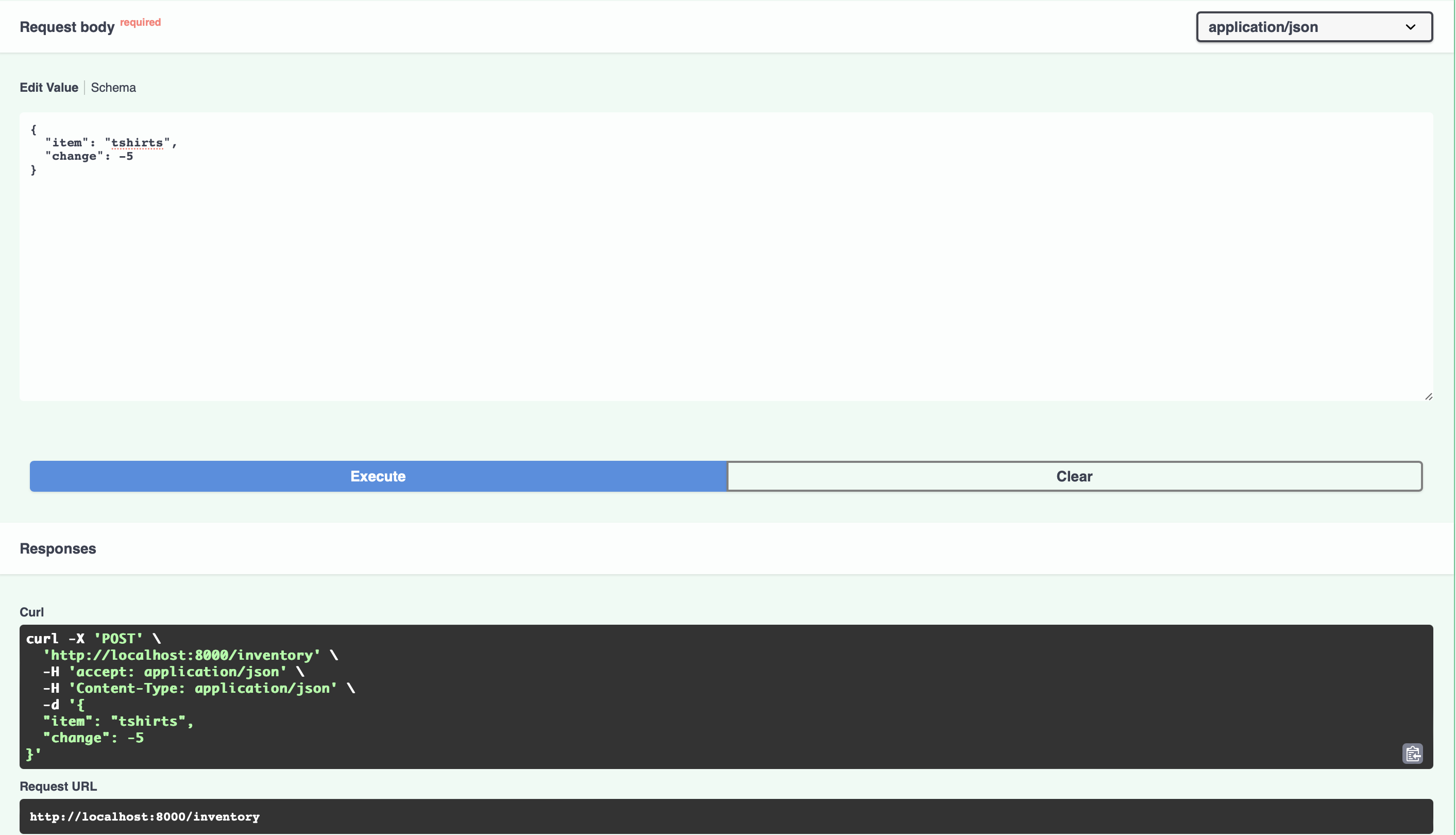 Screenshot of Inventory Web Service API Documentation