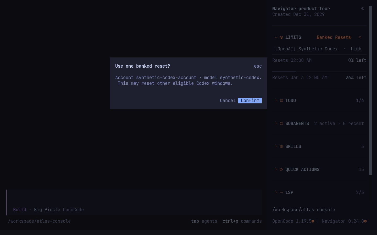 Separate account-bound banked reset confirmation