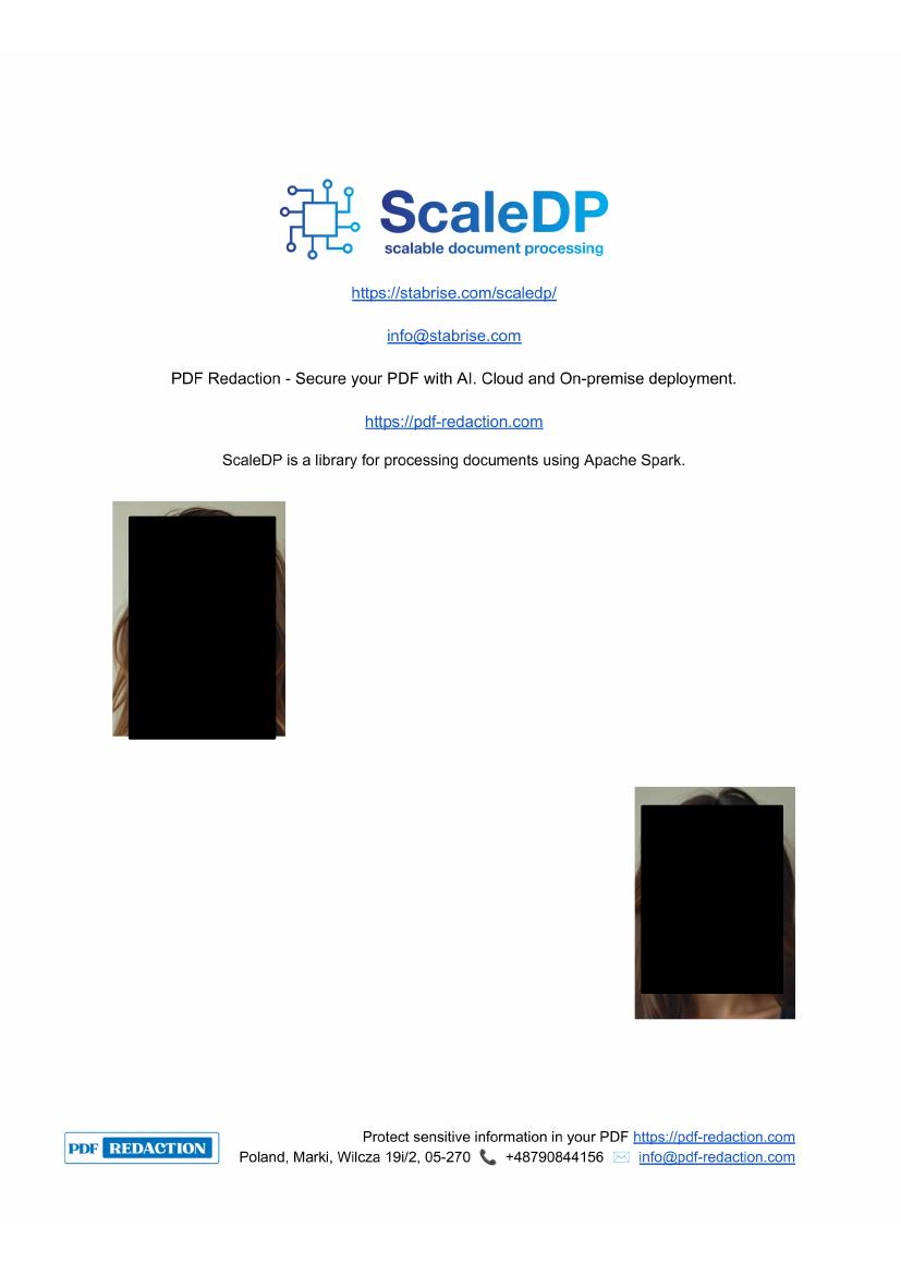 Rendered PDF page with faces blacked out