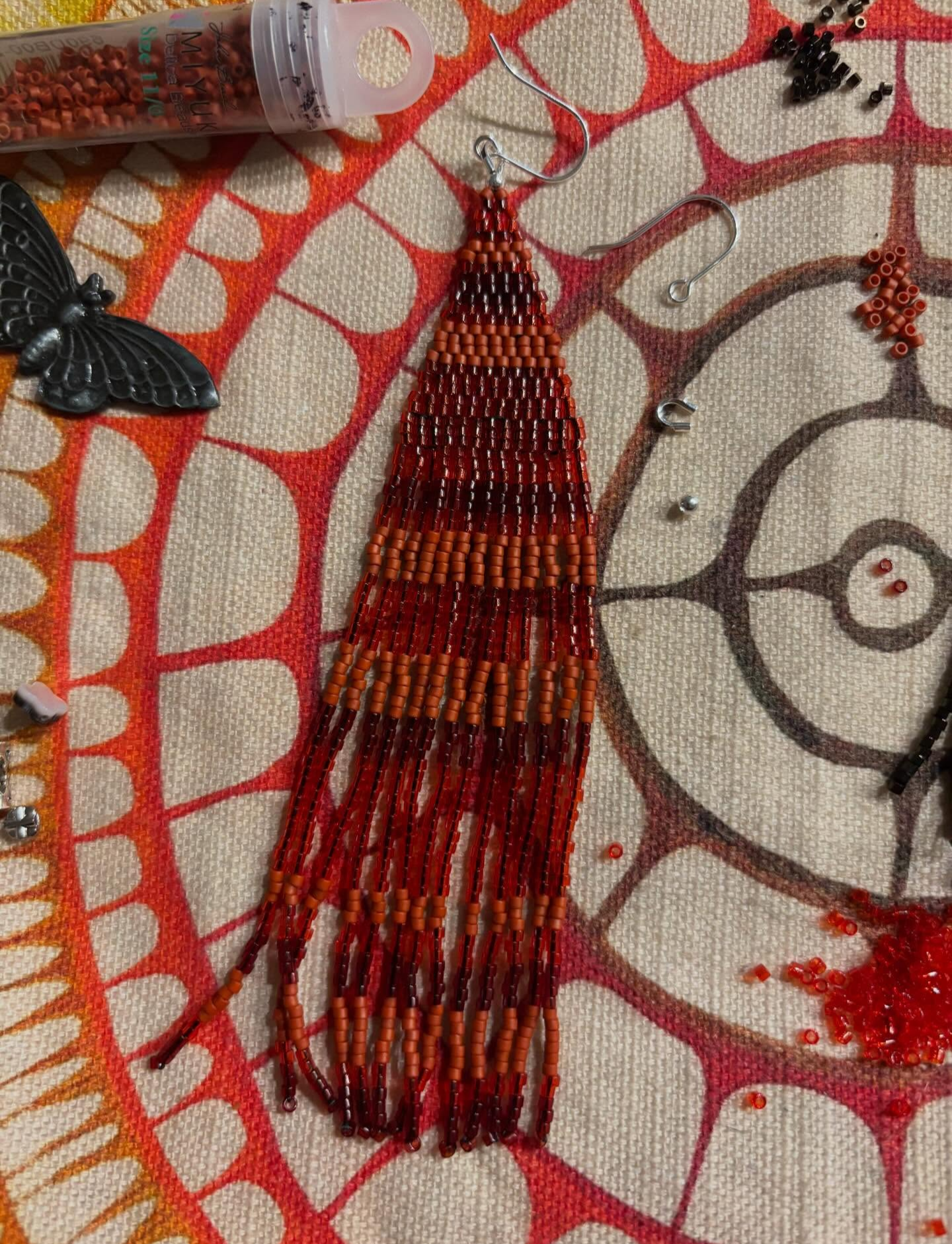 Crimson Orange Dangle Earrings