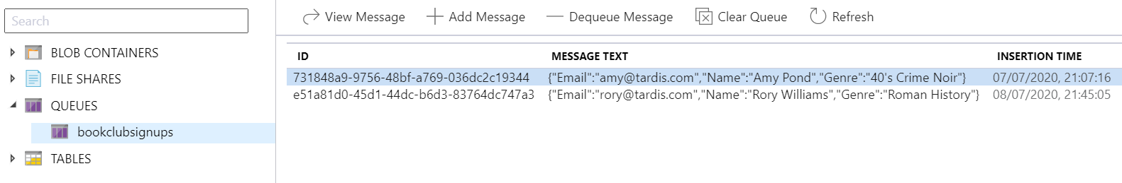 Azure Storage Explorer With Second Request