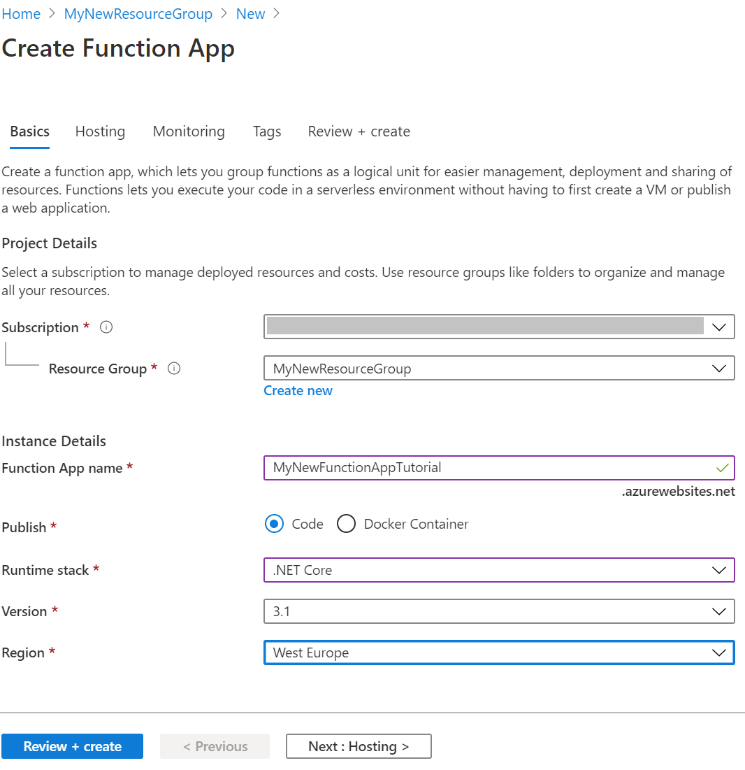Function App Creation Basics