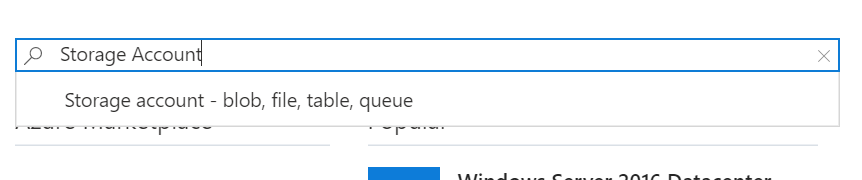 Search for Storage Account