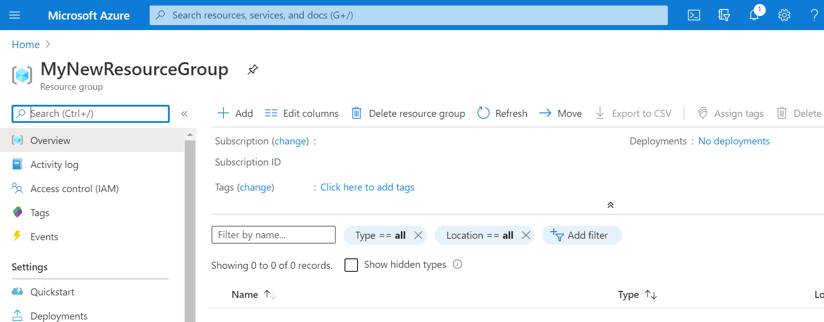 New Resource Group Page In Azure Portal