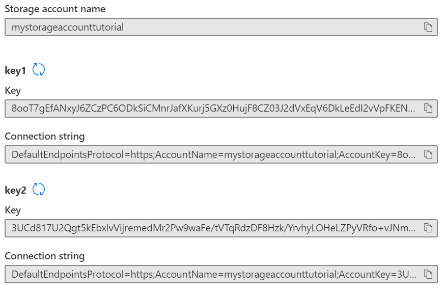 Azure Storage Account Keys and Connection Strings