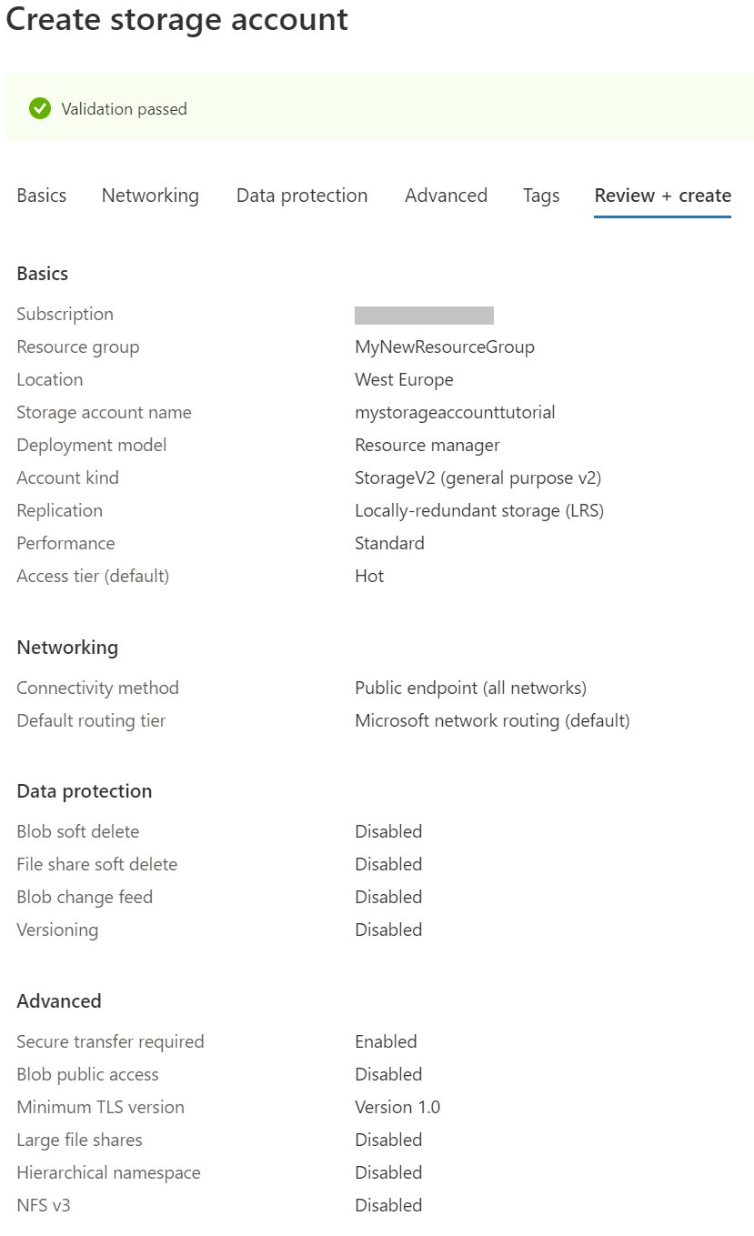 Storage Account Validation and Review