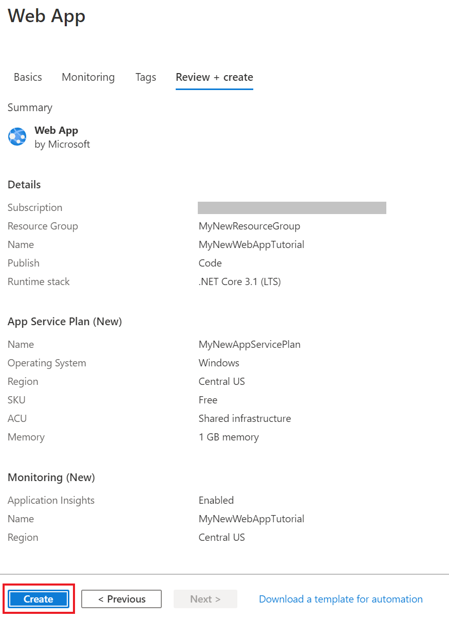 Web App Creation Check