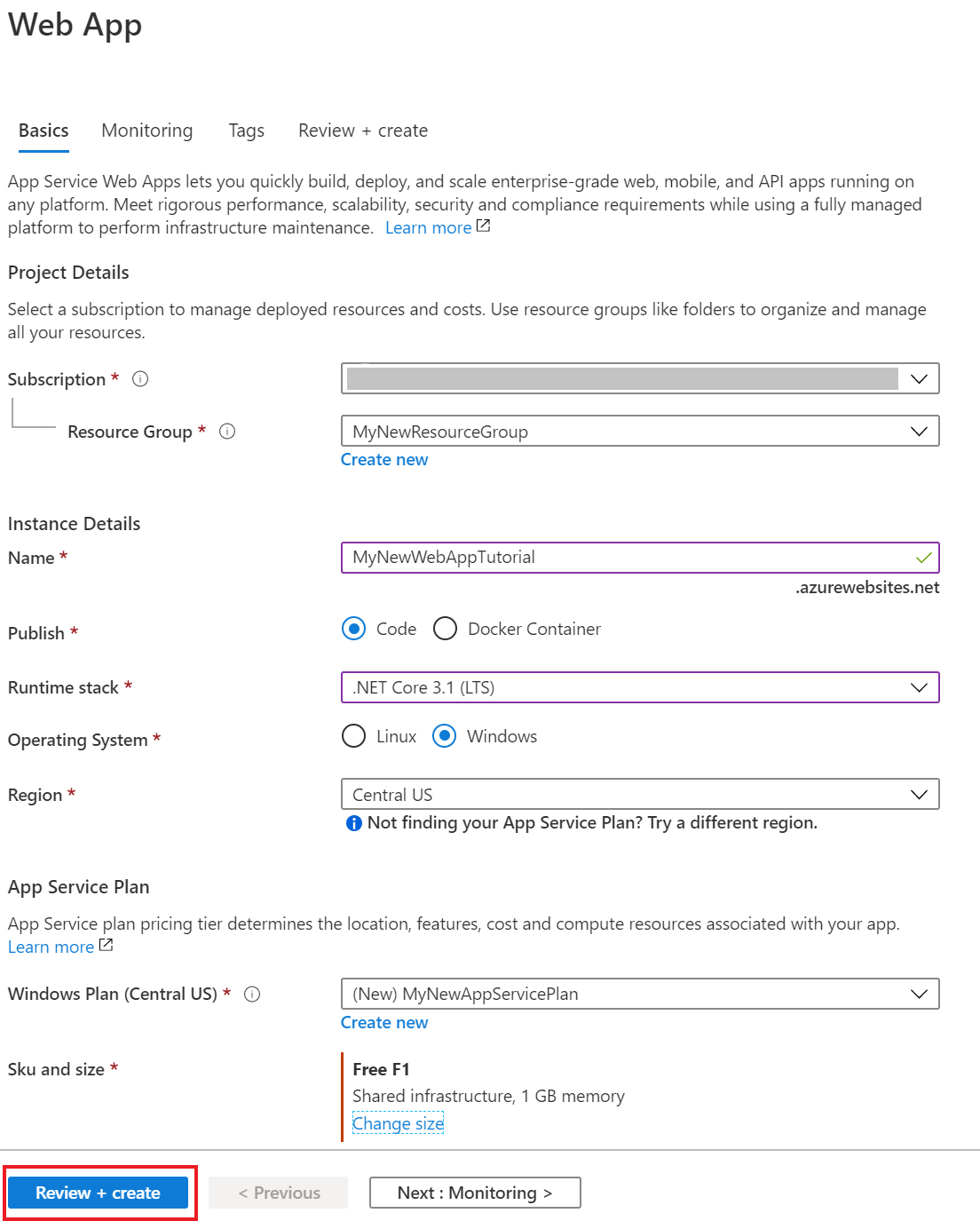 Web App Creation Complete