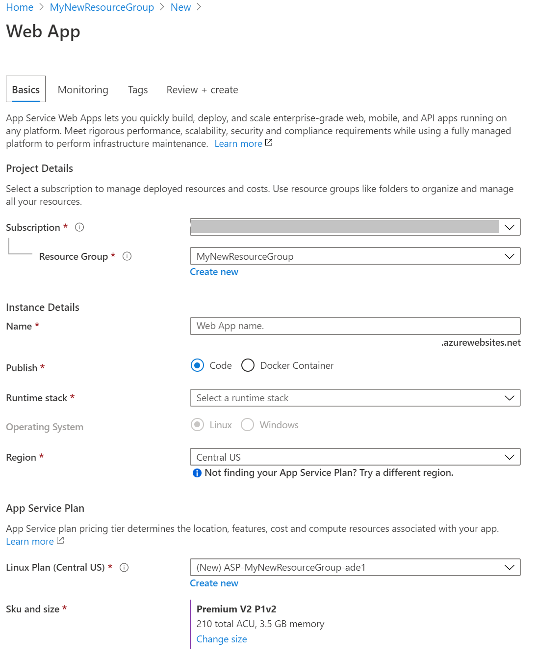 Web App Creation Blade