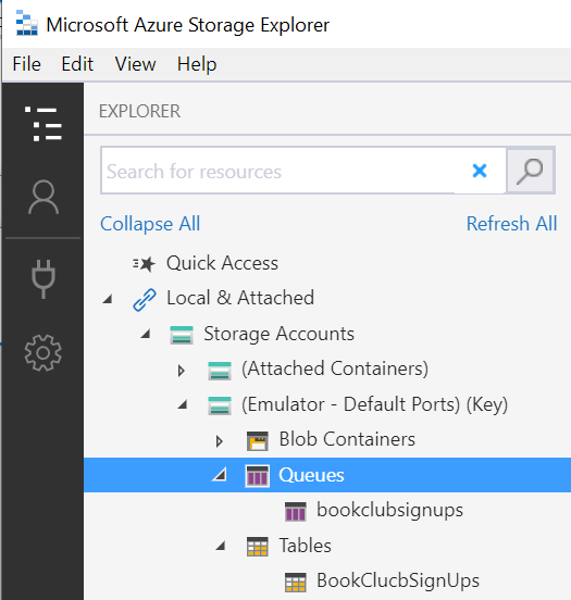 Table has been created inside of storage explorer