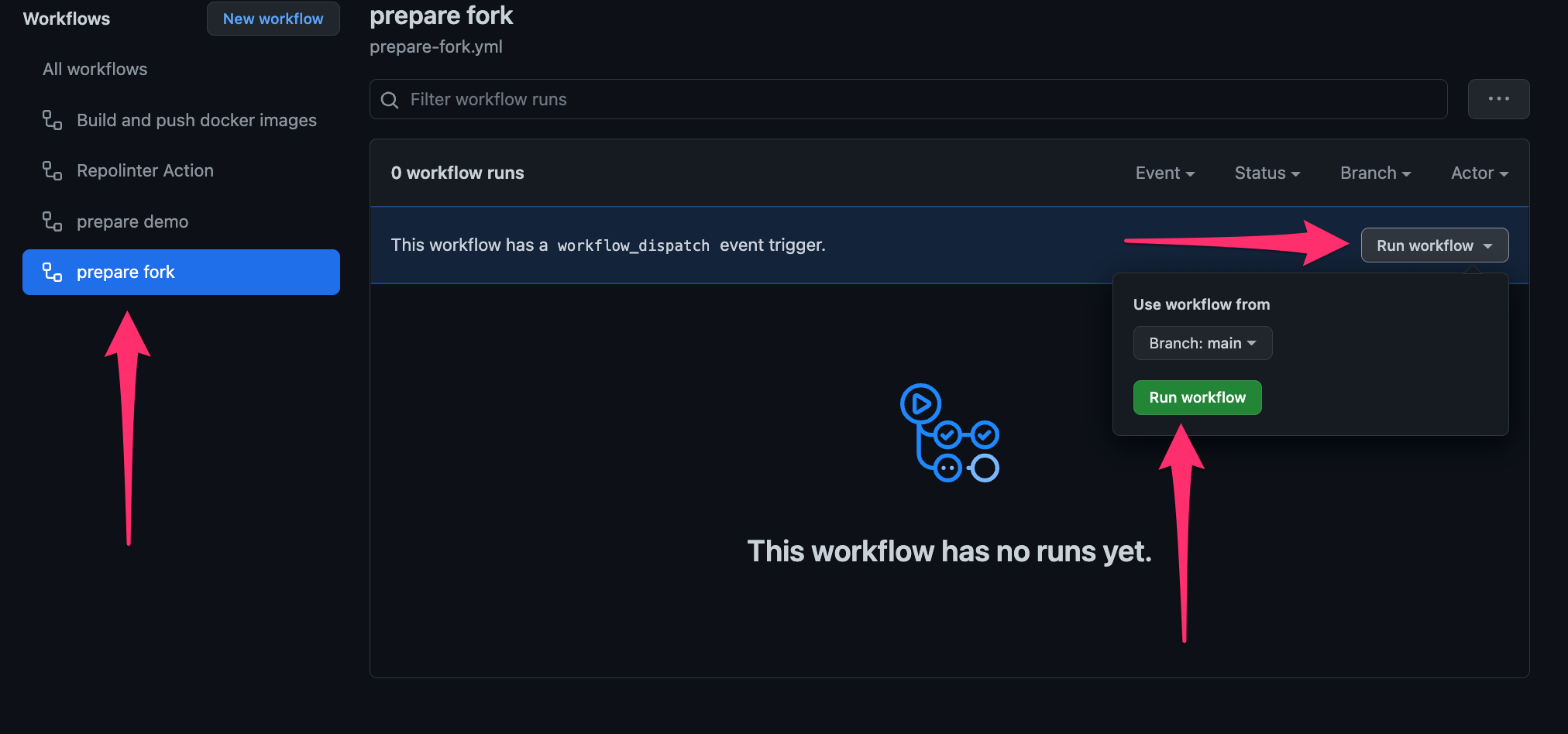 Prepare Fork Workflow