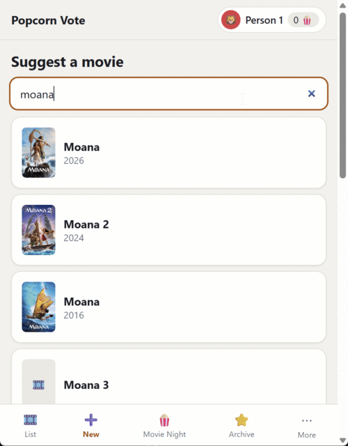 Searching for a film on a phone