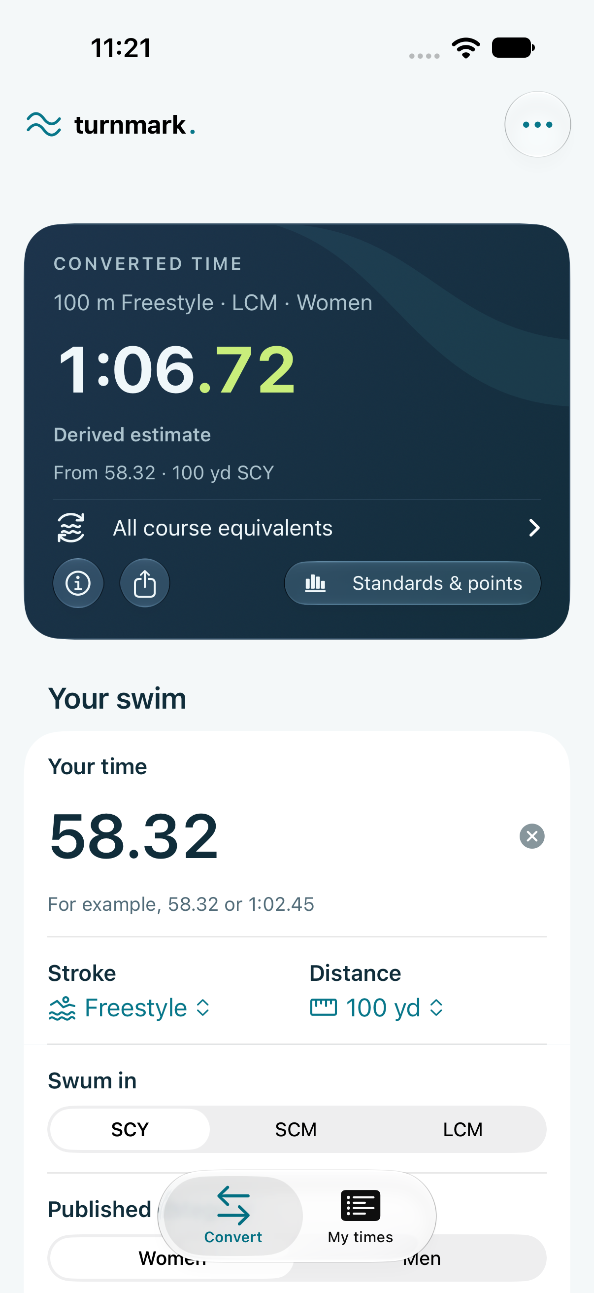 Default iPhone converter with the original swim and LCM comparison