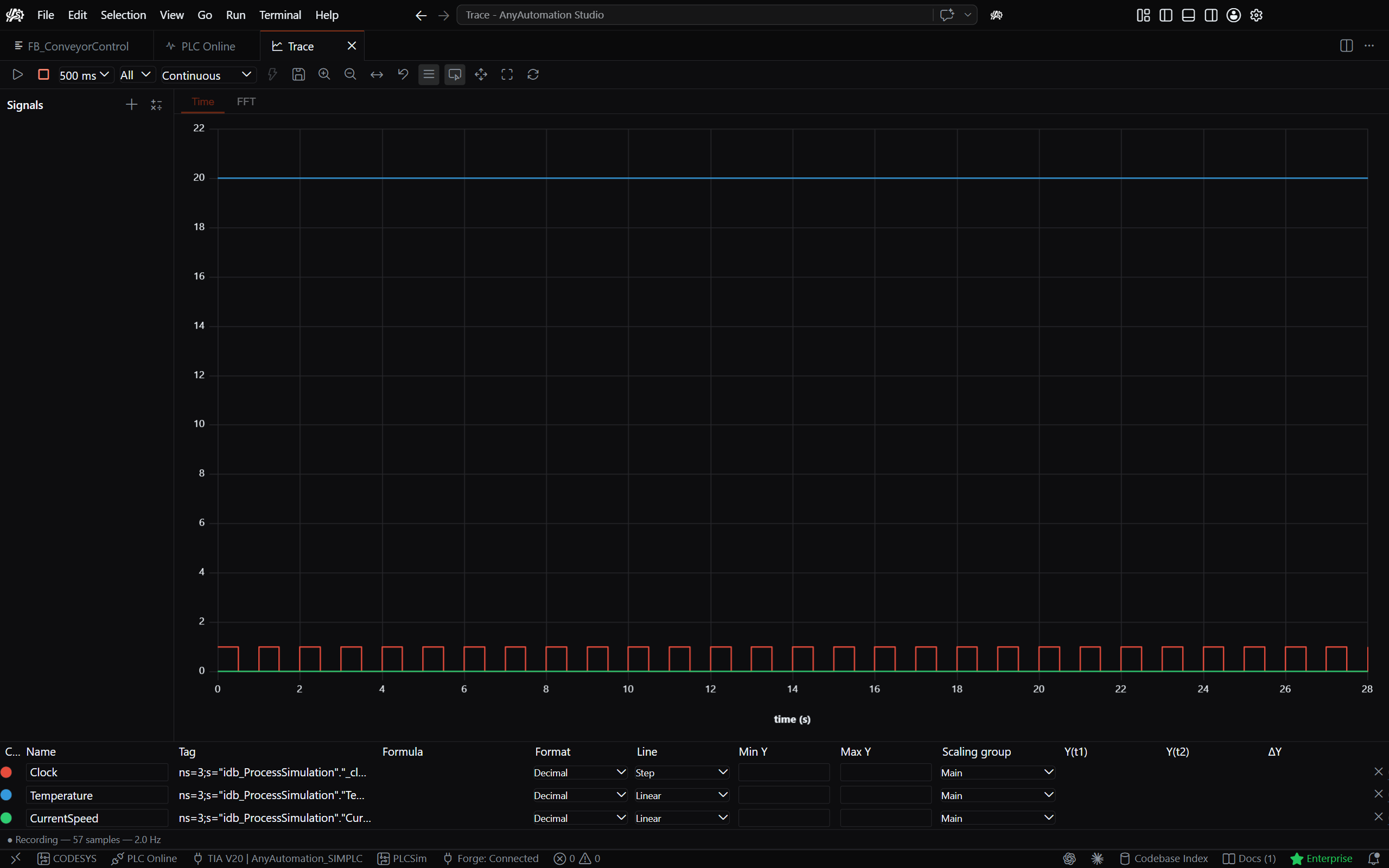 Live signal trace and dashboards