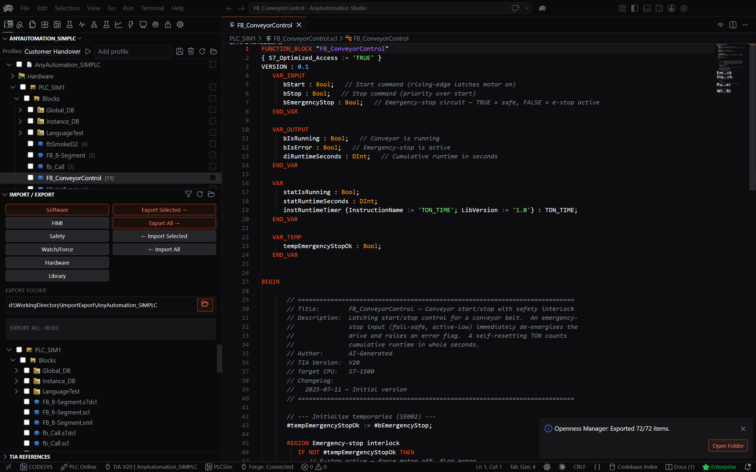 Import / Export view
