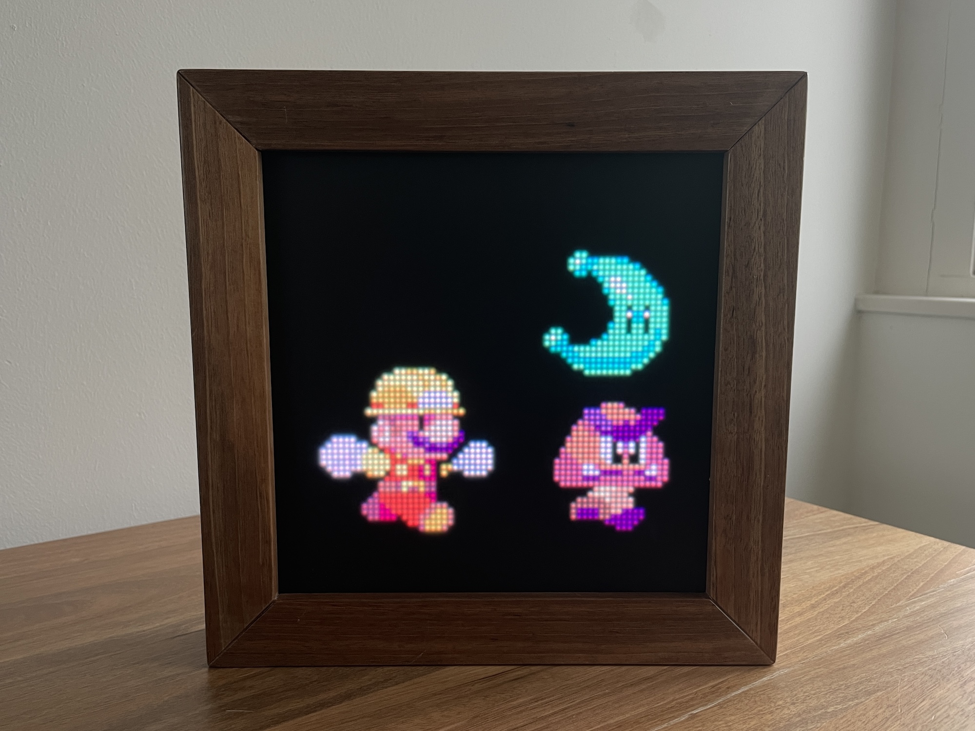 Retro Frame photo showing Mario chasing a gumba