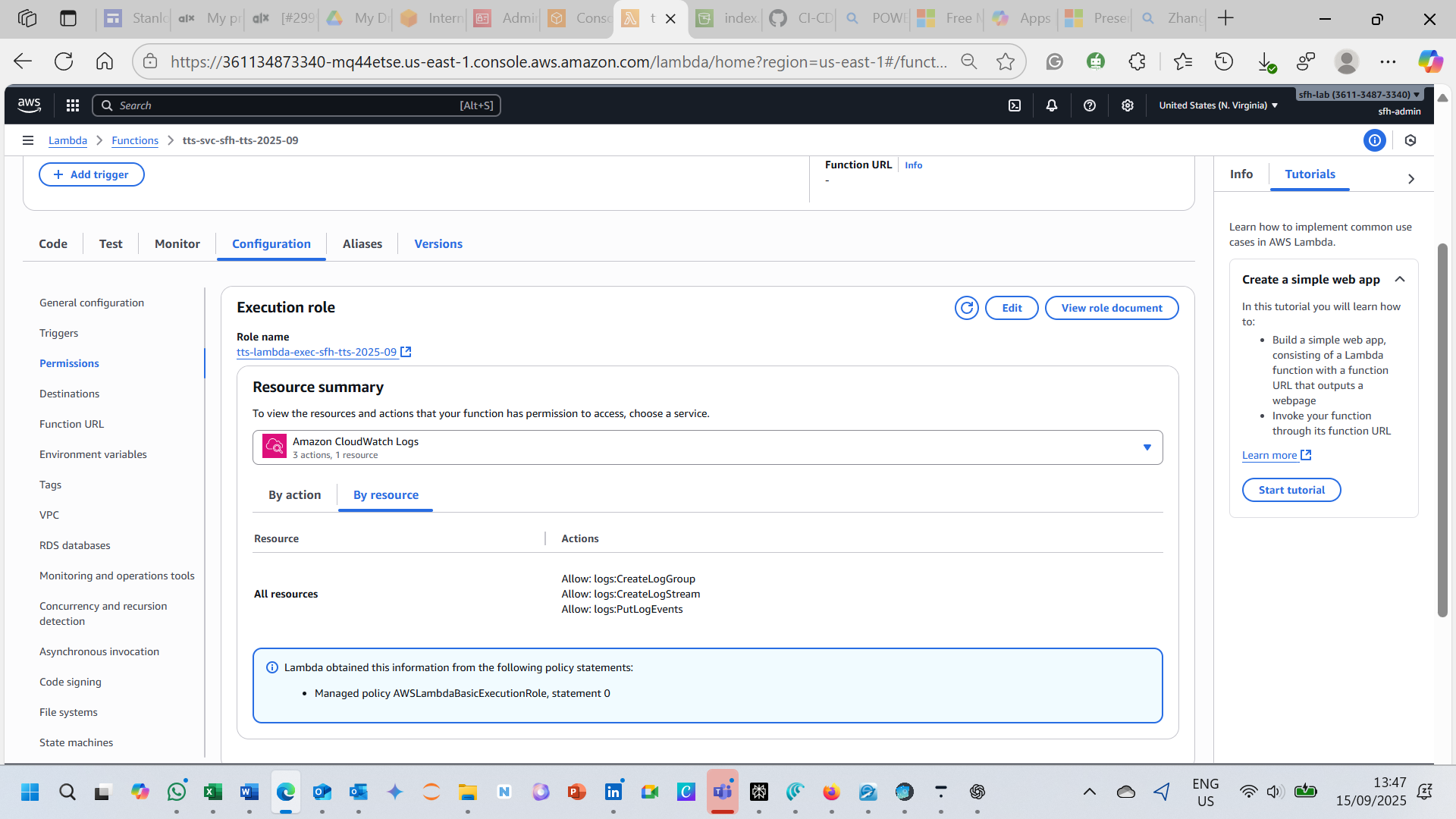 AWS CloudWatch logs screenshot