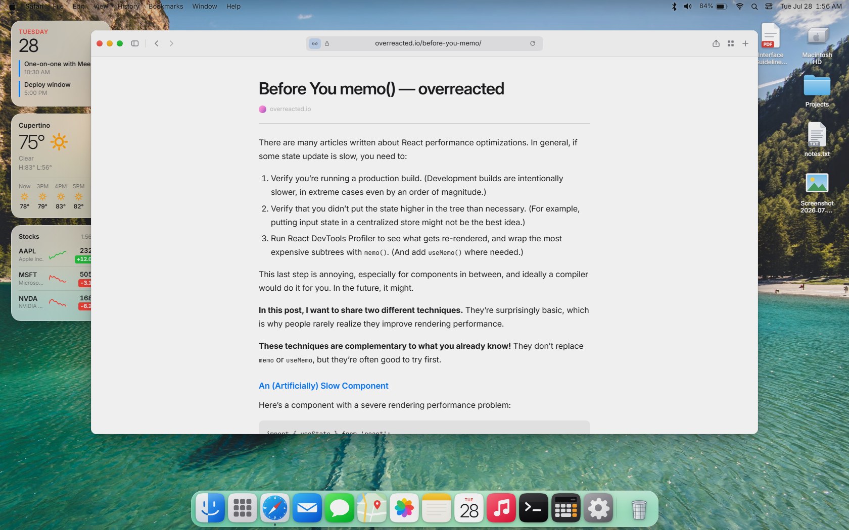 Safari reading a live article