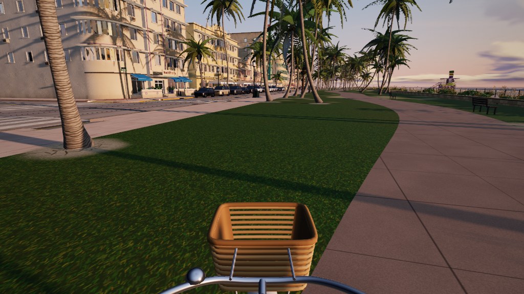 Riding the beach cruiser down the promenade