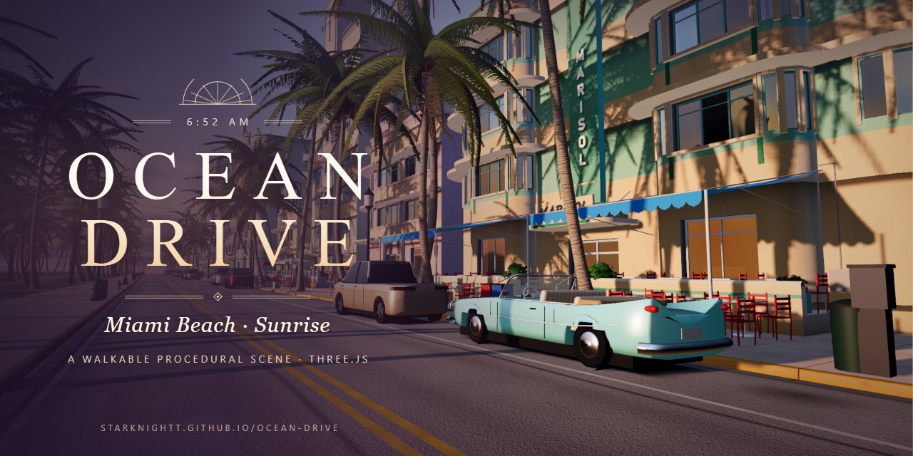 Ocean Drive, Miami Beach at sunrise